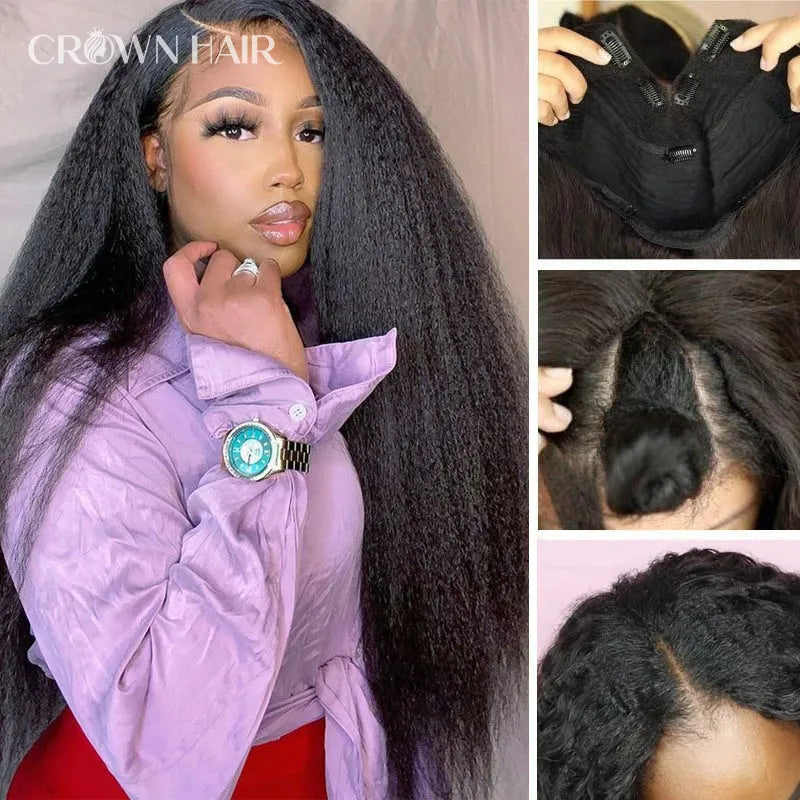 Straight V Part Human Hair Wig