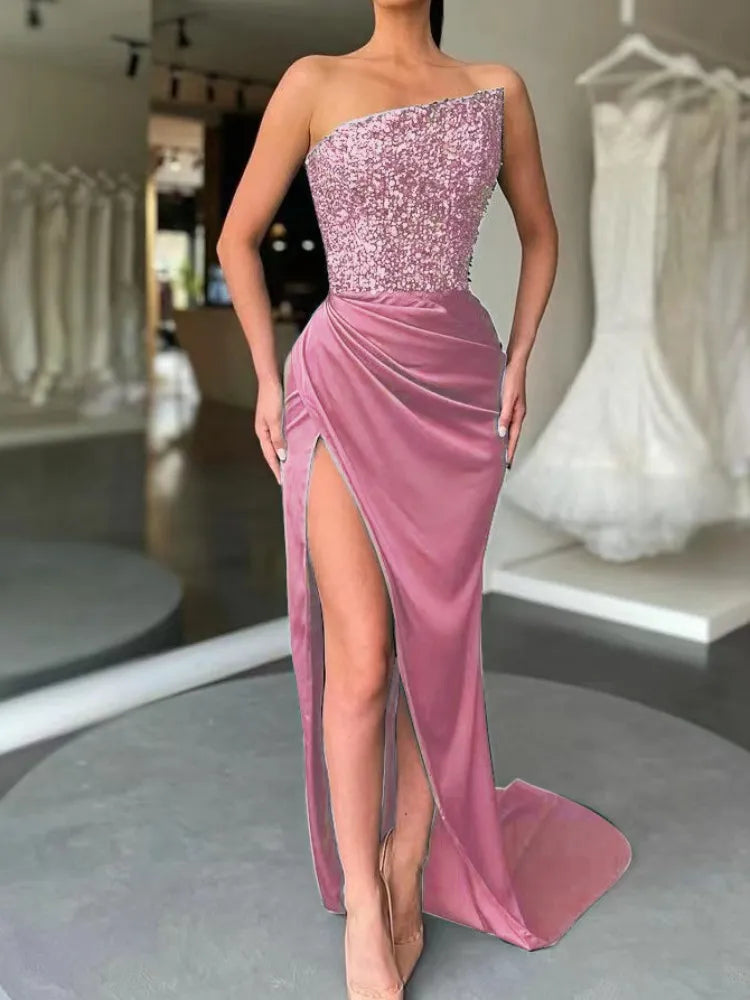 Elegant Sequin Bodycon Long Evening Dress