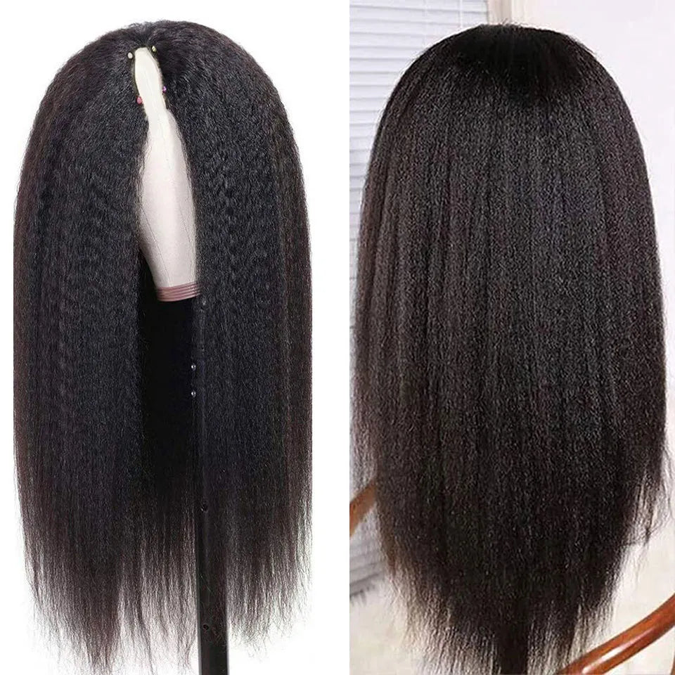 Straight V Part Human Hair Wig