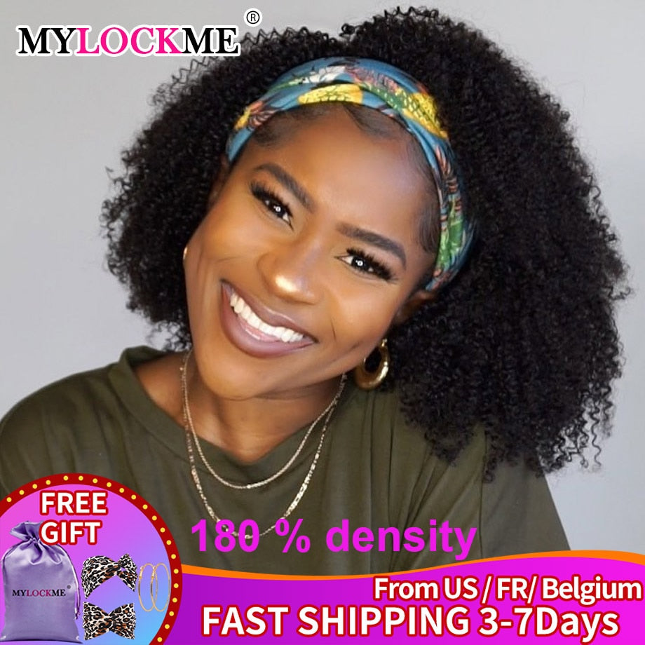 Headband Wig Human Hair Kinky Curly