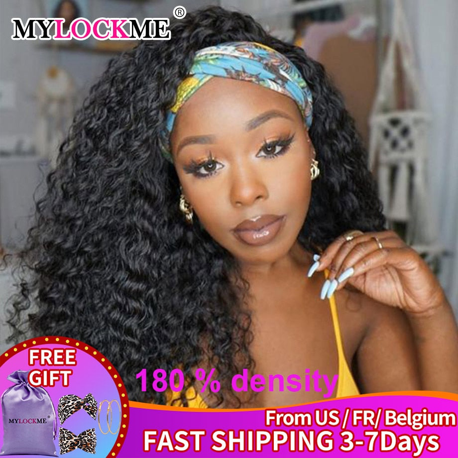 Headband Wig Human Hair Kinky Curly