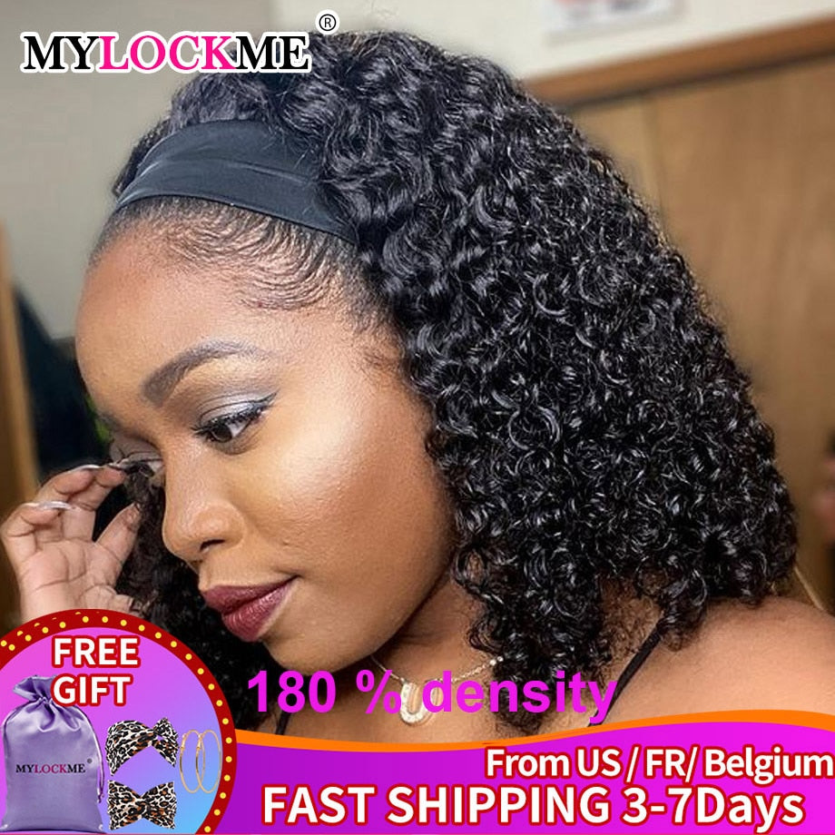 Headband Wig Human Hair Kinky Curly