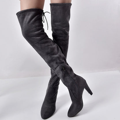 The Knee Women Boots Stretch Fabrics High Heel