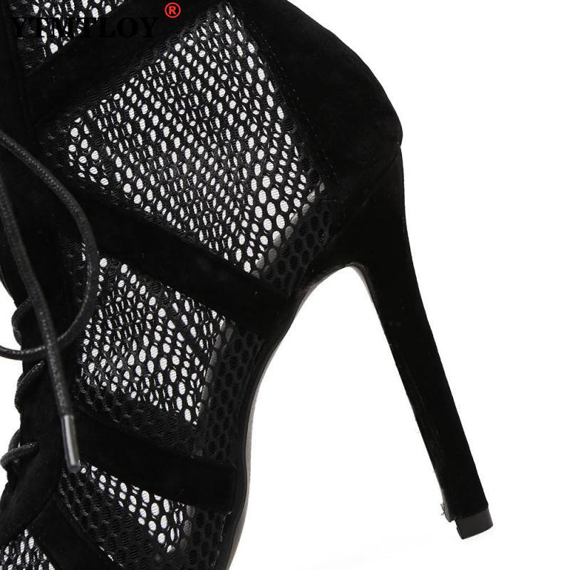 Net Fabric Cross strap Sexy high heel
