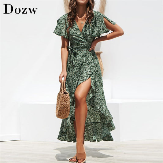 Summer Beach Maxi Dress Women Floral